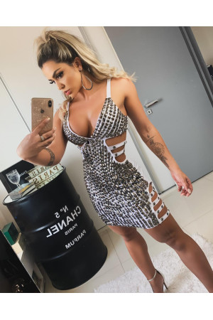 Vestido Tiras e Pedrarias
